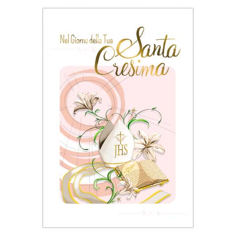 Biglietti augurali Santa Cresima Biembi 12x18 cm conf. da 6 pezzi assortiti - con portasoldi - BXBDKTC03